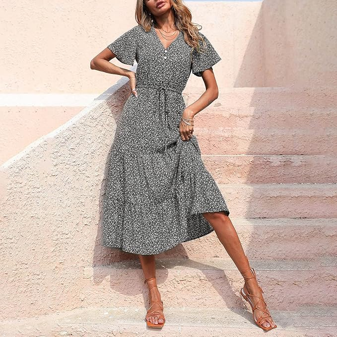 Nimue® | Vestido Midi Com Botões