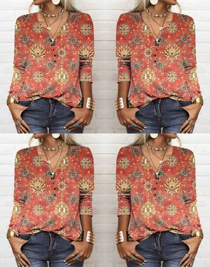 Abigail® | Blusa Estampada Estilo Étnico