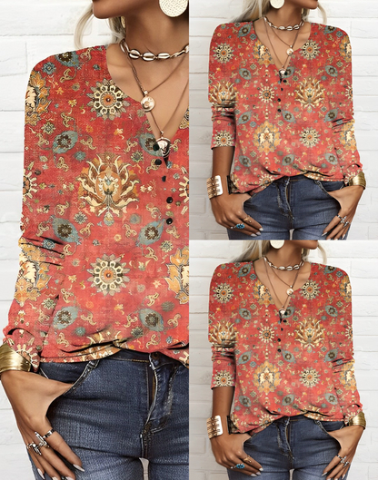 Abigail® | Blusa Estampada Estilo Étnico
